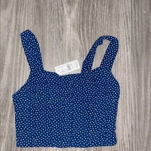 Pacsun Blue Floral Square Neck Tank Top